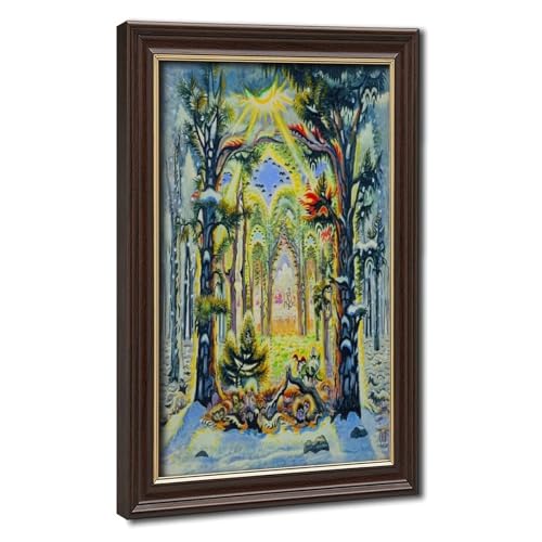 Impression sur toile vintage Charles Burchfield Four Seasons cadre suspendu 20x30 cm