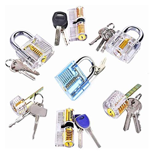 Juego De GanzúAs,Candado Transparente, 7pcs Cerradura de la práctica de recogida transparente con llaves, cerraduras de entrenamiento de cerrajería Varios cerraduras Cerrajero Suministro