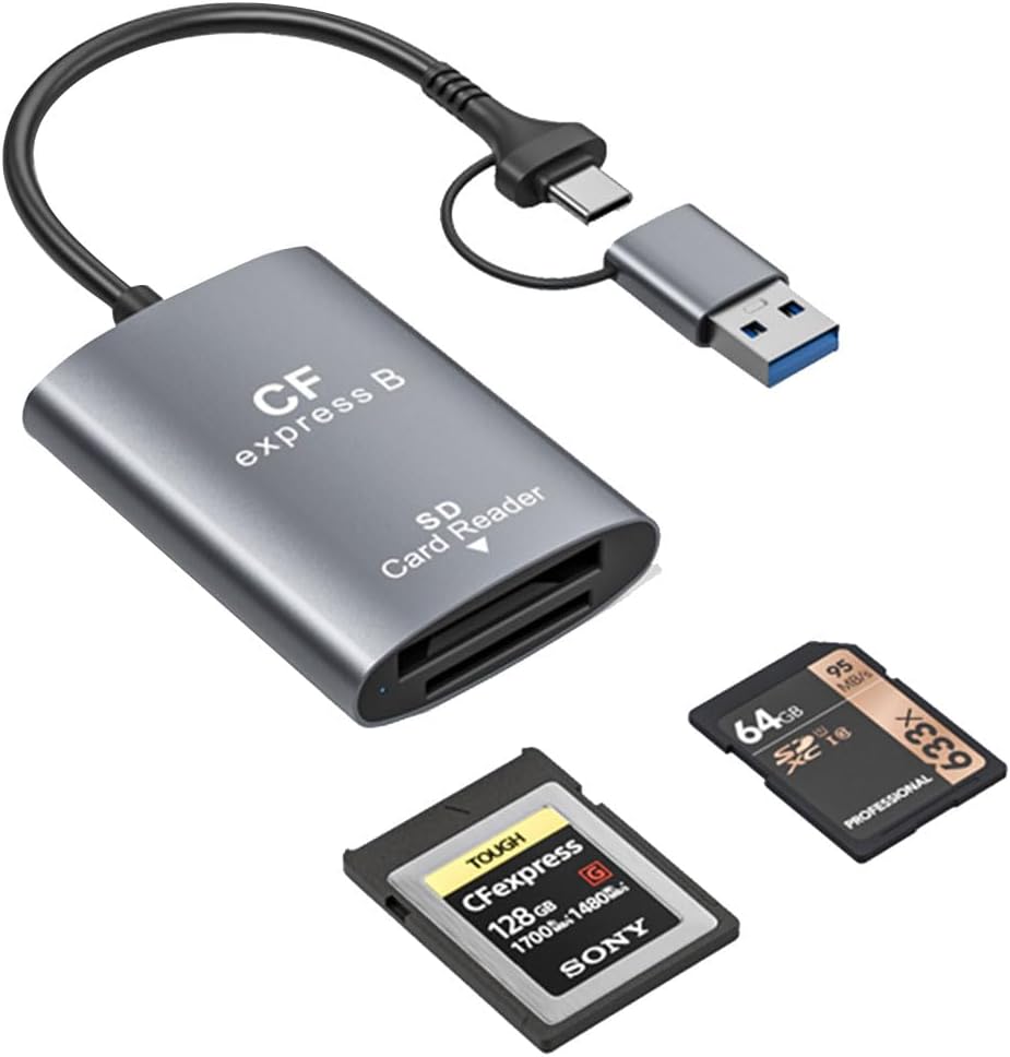 SD Card Reader for iPhone Supports SD and MicroSD Memory Card Adapters Reader for iPhone 15 16/iPad/MacBook/Mac, USB-C/TypeC High-Speed Trail Camera Memory Card Reader, Plug & Play - 2 Slots