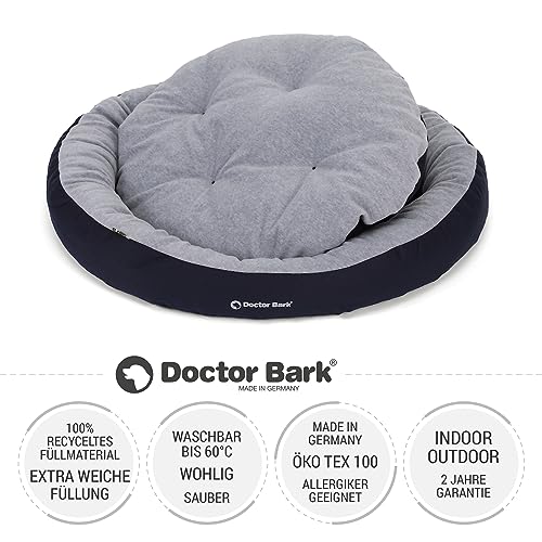 Doctor Bark Hundekorb Mittelgroße Hunde, Hundebett Weich, Rund, Flauschig - Kuscheliges Hundenest mit Wendekissen Fleece/Baumwolle - GreenLabel Hunde Bett (M - 60x50 cm, Königsblau)