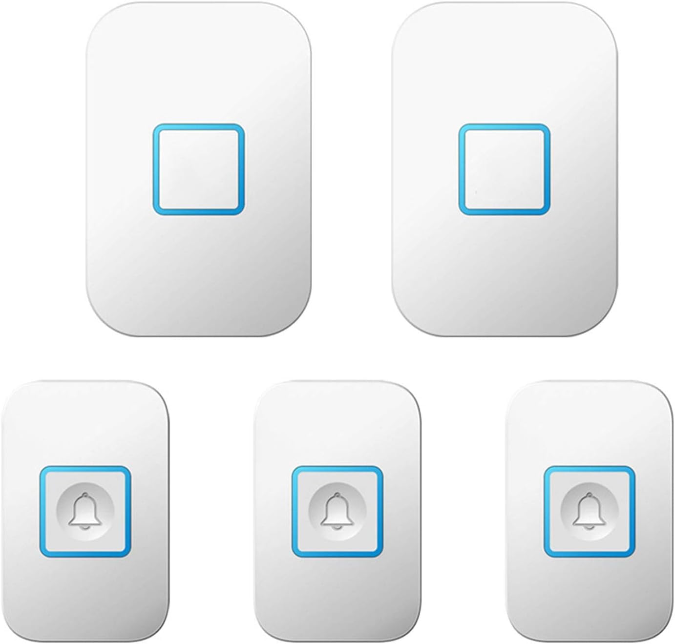 Set campanello senza fili, 3 pulsanti impermeabili, 2 ricevitori plug-in, portata 304,8 m, 60 melodie, volume regolabile, facile installazione, bianco e nero