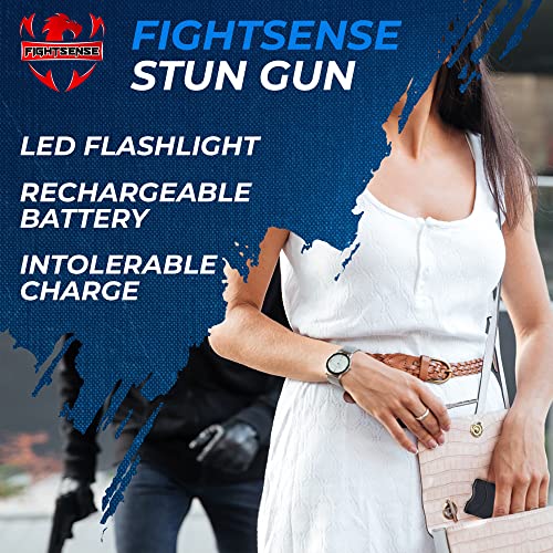 Wholesale Lot (12 Pc) Super Heavy Duty Stun Gun For Self Defense With Bright Led Flashlight, Rechargeable Battery, Nylon Holsters With Belt Loop For Easy Cary (Black) #TOP4