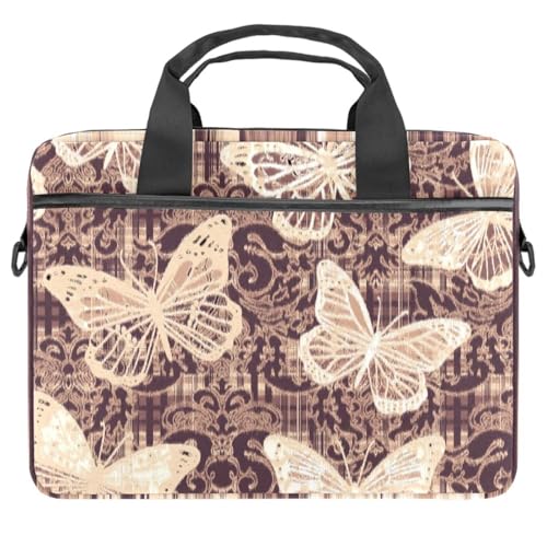 Funda de portátil de 13 pulgadas mariposa damasco multicolor y bandolera ligera