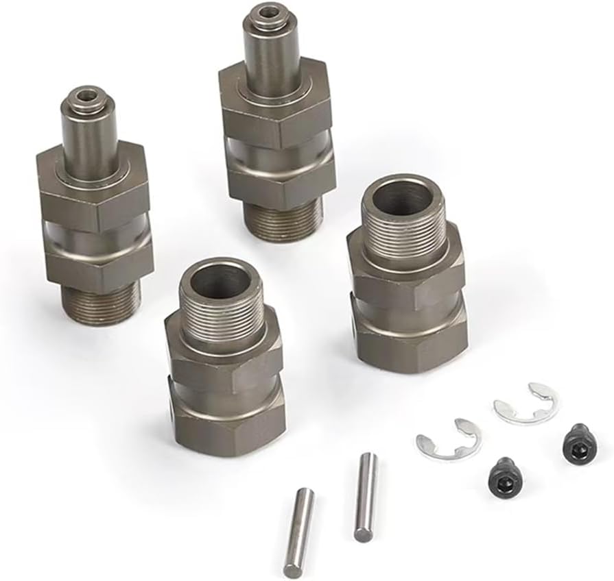 KingVal Replacement Harden 24mm Hex Hub Front and Rear Wheel Extender Combiner Compatible with 1/5 HPI ROVAN KM Baja 5B 5T 5SC RC Car (Titanium Color)