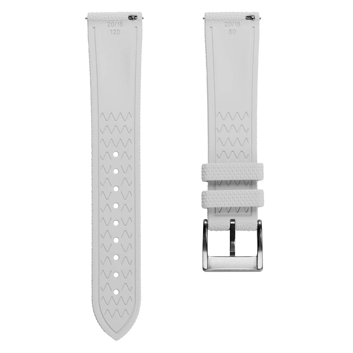 WatchGecko Breakwater FKM Gummi-Uhrenarmband, geformte Stoffstruktur, wasserdicht, UV-beständig, für Tauch- und Sportuhren, mehrfarbig, 18 mm, 19 mm, 20 mm, 21 mm, 22 mm, 23 mm, 24 mm
