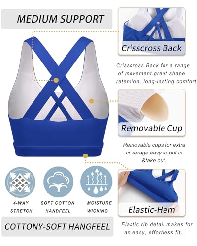 RUNNING GIRL Sports Bra Review: The Ultimate Guide to Stylish Support! 4 RUNNING GIRL Sports Bra for Women, Criss-Cross Back Padded Strappy Sports Bras Medium Support Yoga Bra with Removable Cups(2353 Bright Blue_XS)
