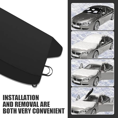 Image of Windshield Cover, Perfect Coverage Ice and Snow Isolation Winter Protection Cover, Windproof Anti-Freeze Oxford Cloth Outdoor Car Cover, Universal for Cars Trucks (Black #66.9 inch x 42.1 inch)
