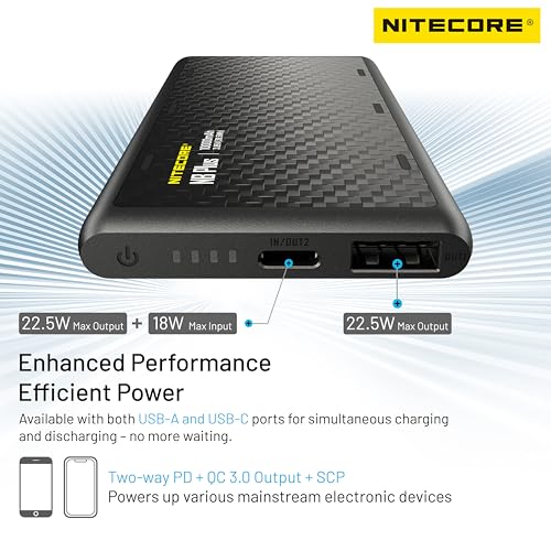Image of Nitecore NB Plus 10000mAh Power Bank IPX7 Waterproof Lightweight Competition-Grade Energy Bar Carbon Fiber Tag