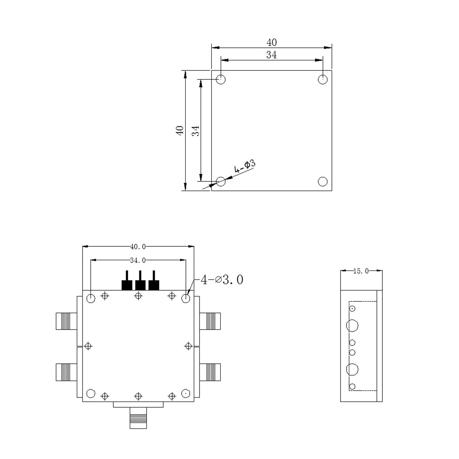 Commutateur RF SP4T 0.1-6GHz Faible Perte Insertion