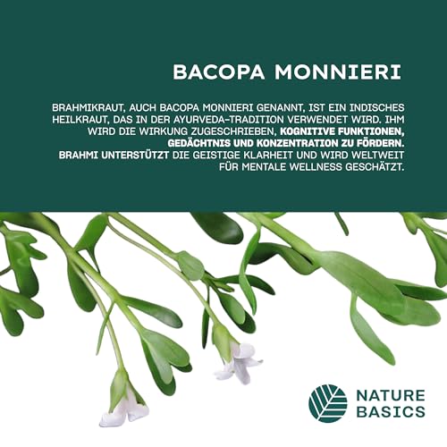 Brahmi Nature Basics Bio Kapseln 180 Stück 1000 mg hochdosiert