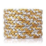 AIDBUCKS ABK QIS Pulsera antimosquitos (5 Unidades, para Interiores y Exteriores) Oro Plata