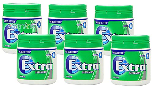 WRIGLEY'S EXTRA SUGAR FREE GUM 60 PIECES (6 BOTTLES) (SPEARMINT)