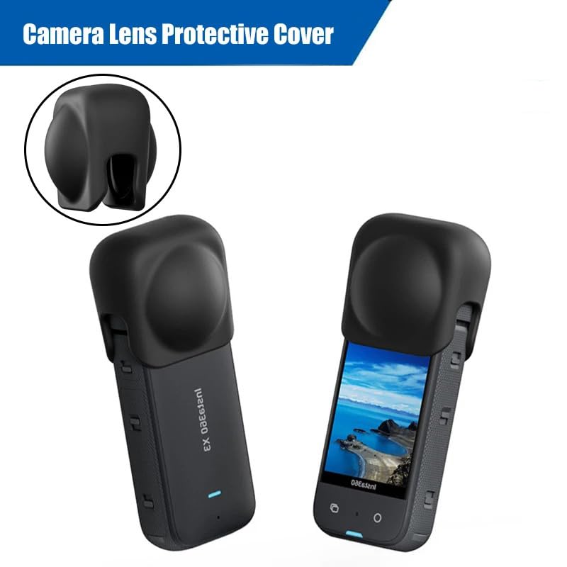 Image of Insta 360 One X3 & X2 Pro Action Camera Accessories Shock Proof Cover Protective Frame with 1 /4 Screw Hole Tripod Adapter Sports Camera Mount Black ((X3 Lens + Lens Cap))