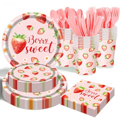 Strawberry Plates and Napkins Tableware Set - 175 Pcs Strawberry