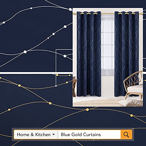 Deconovo Navy Blackout Curtains And Drapes 84 Inch Length 2 Panels Set - Bedroom Grommet Curtains With Floral Design (52 X 84 Inch, Navy Blue, 2 Panels) #TOP2