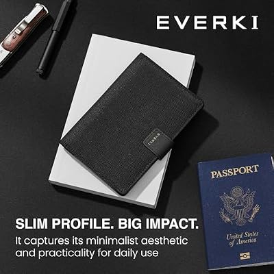 EVERKI RFID Passport Wallet - RFID Passport Holder for Travel, Slim RFID Blocking Pass Port Case Cover & Protector, Cute Pass Port Holder for Men & Women, Travel Essentials Gift for Travelers, Black
