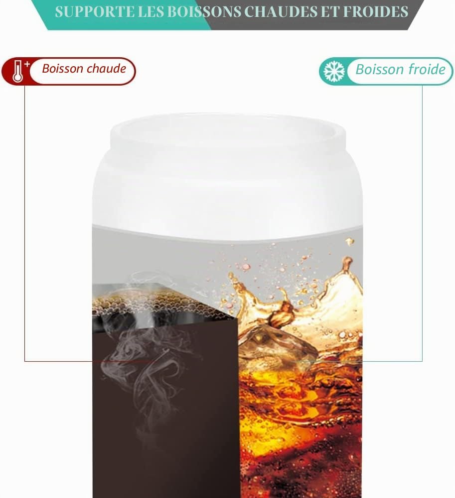 LATERN 8 Pièces Boîtes en Verre pour Sublimation, 520ml Canette de Bière À Sublimation Givrée Gobelet en Borosilicaté Pot Mason avec Couvercles en Bambou et Paille Réutilisable - pour Boissons Glacées