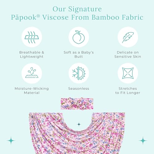 Image of Posh Peanut Soft Baby Swaddle & Headband Set - Viscose from Bamboo Newborn Wrap Receiving Blanket, Nursing or Stroller Cover (Pixie)