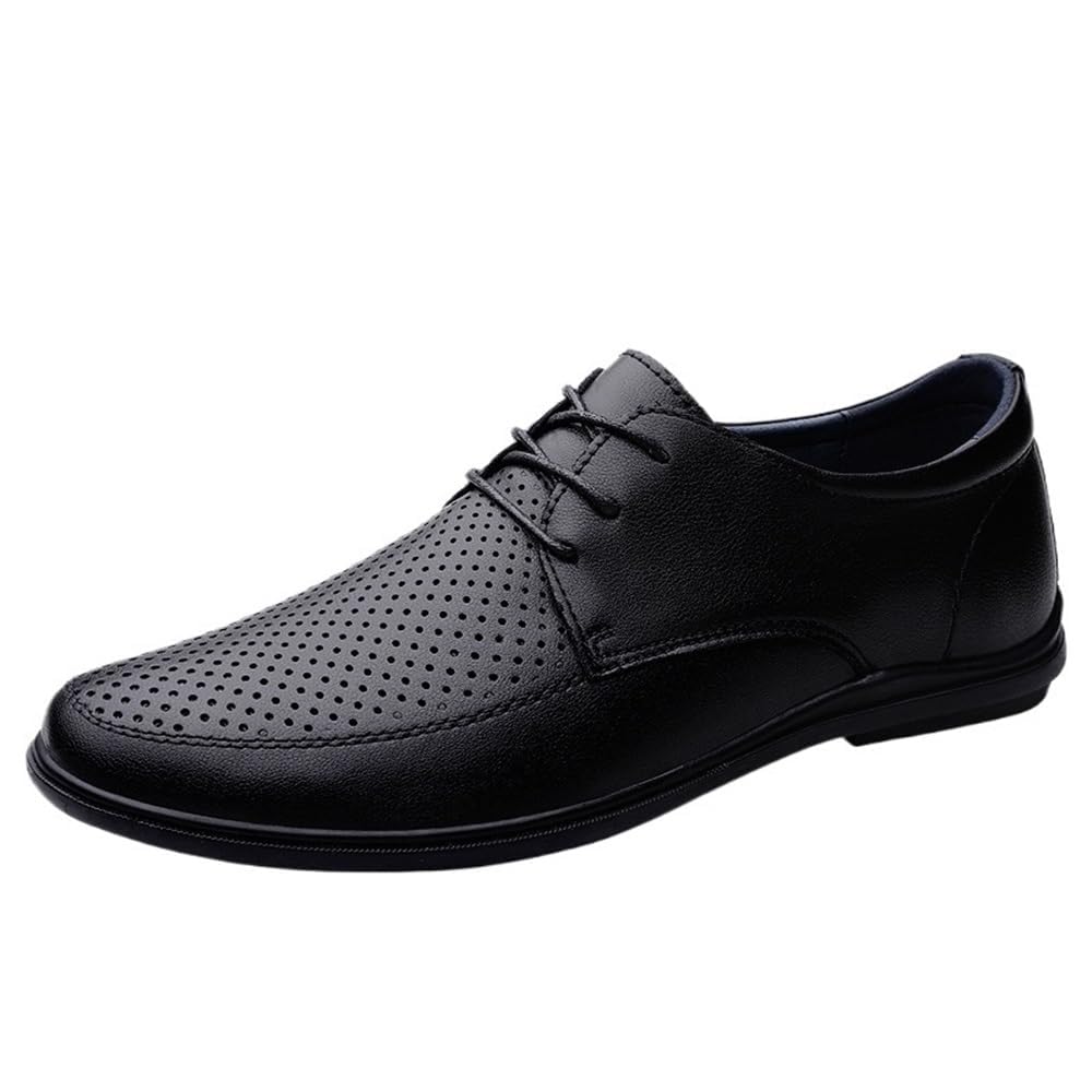Breathable Hollow Men Dress Shoes Oxford Leather Classic Brogue Pointed Toe Lace Up Business Formal Wedding Comfortable Non