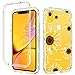 GUAGUA iPhone XR Case Sunflower Clear Floral Flowers for Girls Women 3 in 1 Hybrid Hard Plastic Soft Rubber Cover Shockproof Protective Phone Cases for iPhone XR 6.1-inch Transparent Yellow