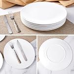 Plates 11inch Melamine Dinner Plates Round White Durable Dishes Set of 8 for Salad Dessert Dinner - Image 5