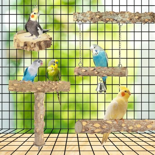 Bird Perches,4pcs Natural Wood Birds Stand Branch — bottom and base construction detail