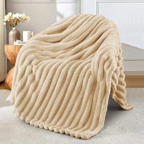 Exclusivo Mezcla Camel Manta Sofá - Manta Franela para Cama, Manta Polar, Doble Cara Suave, Fácil Cuidado y Ultra Ligera, Todas Estaciones, 130x150 CM
