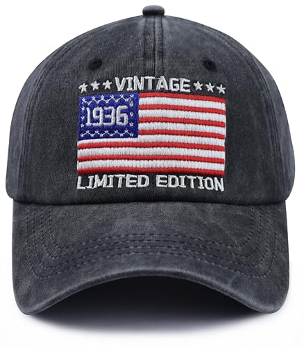 90th Birthday Decorations for Women Men, Vintage 1936 Baseball Cap, Limited Edition 90th Hat, Christmas Retired Birthday Gift for Dad Mom Grandparent Black