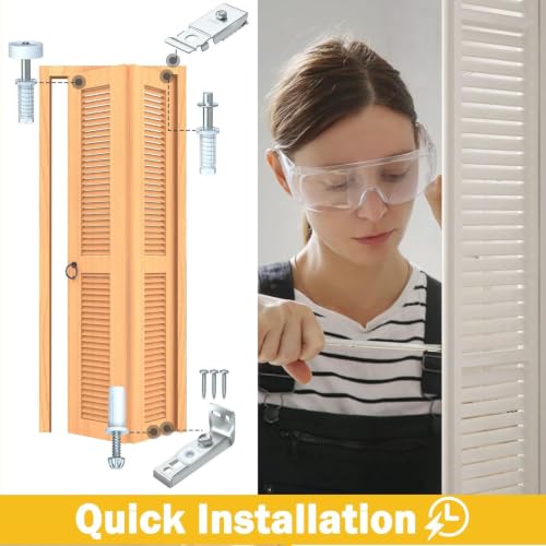 Kit de reparación de herrajes para puerta bifold Luocute, con soportes superior e inferior, ruedas guía y pivotes cargados por resorte para puertas plegables de clóset de 7/8 a 1-3/8 pulgadas miniatura 2