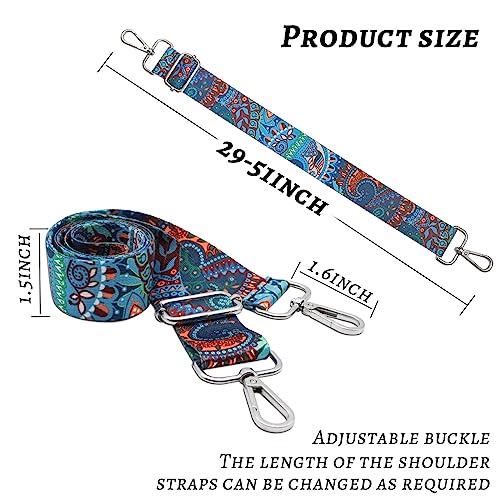 Image of Purses Strap - Crossbody, Shoulder Strap for Girls & Women, Fashionable & Adjustable Bohemian Style (Blue)