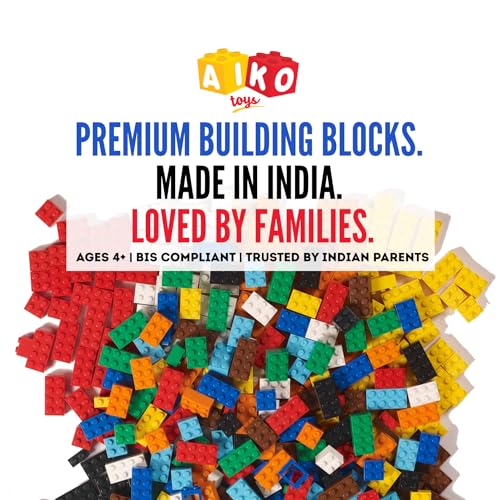 Image of AIKO | Box of Blocks 1000 | Premium ABS Building Blocks for Kids 4+ | Construction Toy | STEM Gift Set, Multi-Colour Bricks | Screen-Free Toy