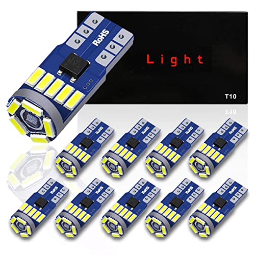 Audewdirect 10 Pcs T10 15LED 12V CANBUS Interior del coche mapa cúpula coche matrícula bombillas Cover