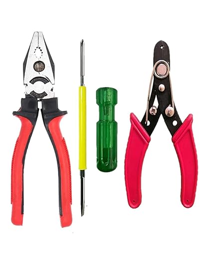 Imrosh Electric Kit 8'' plier, 2 in 1 Screw Driver, Wire Stripper and Cutter Combo Pack of 3