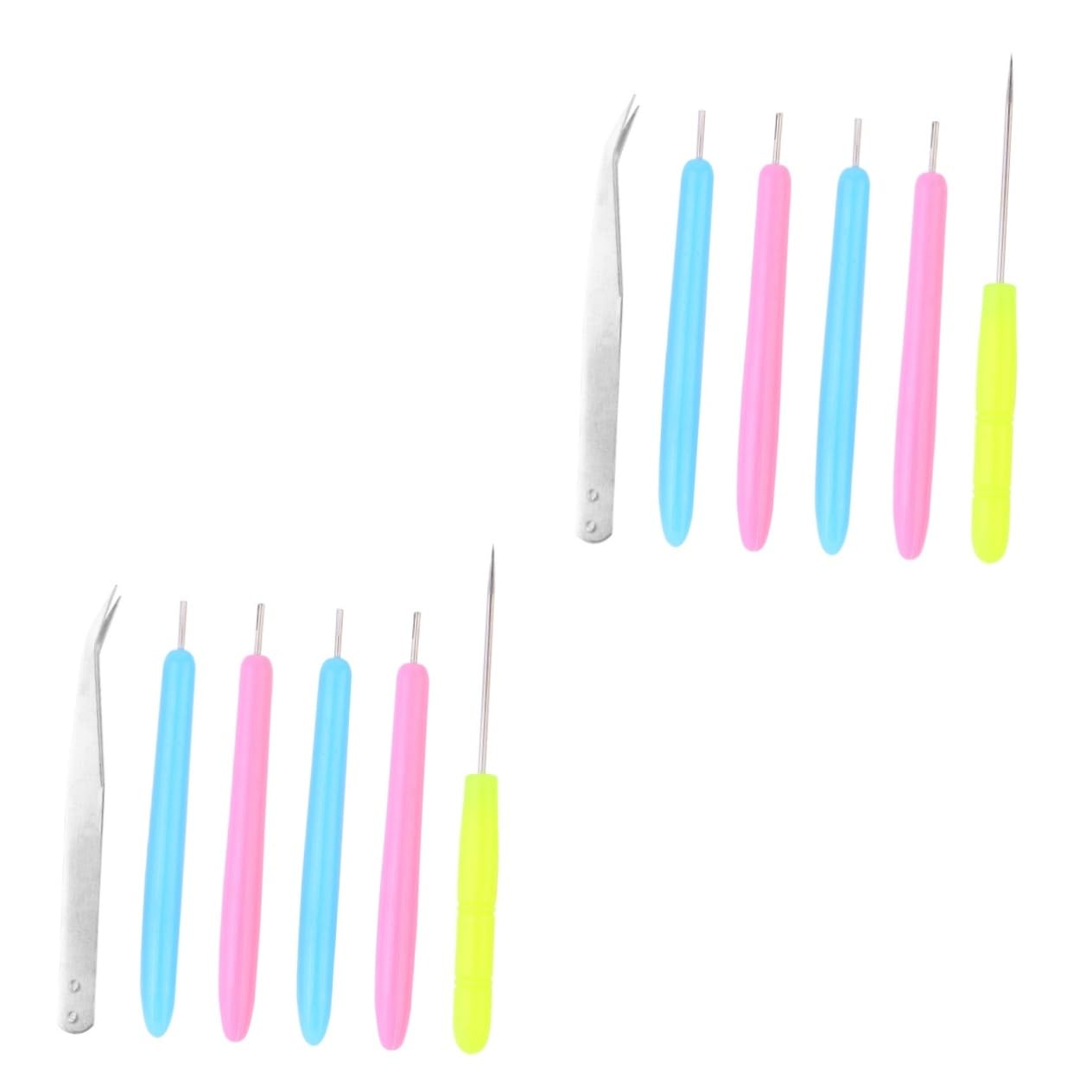 BEBEMOKO 2sets Quilling Tools Set Craft Paper Tools Quilling Slotted Paper Curling Kit Needle Pen 6pcs*2 Random Color