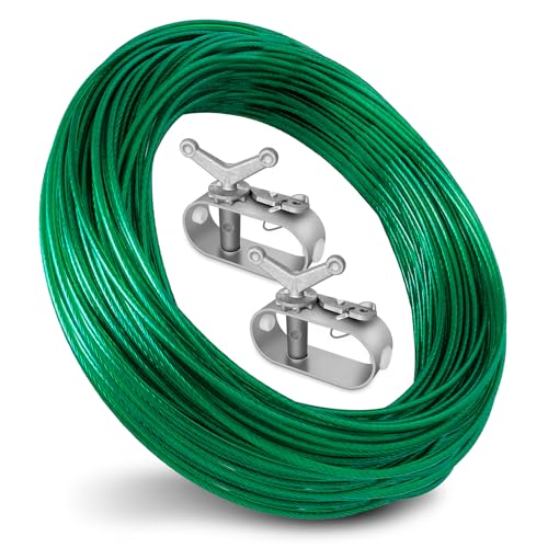 Pool Cover Cable and Winch Kit - 150ft Winter Cover Wire and Ratchet 150FT Green