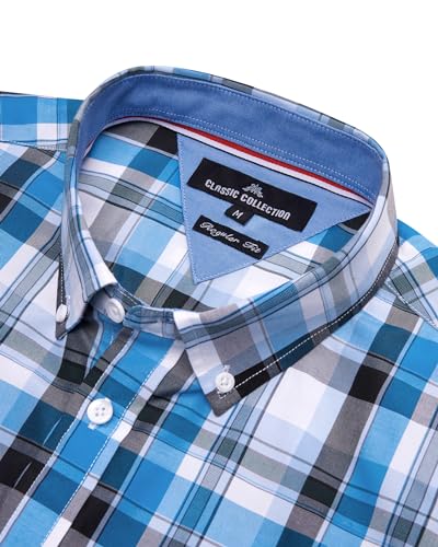 Image of Alimens & Gentle Plaid Mens Short Sleeve Button Down Shirts with Pocket