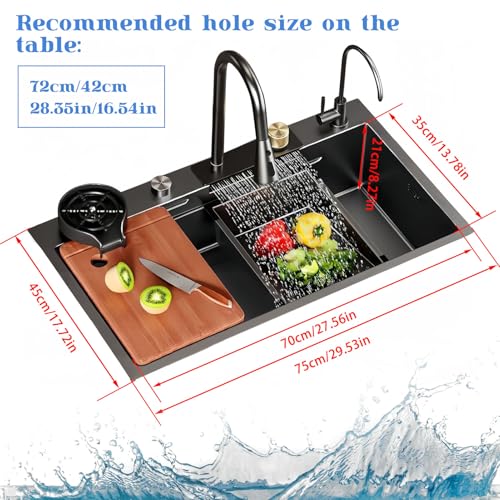 Évier de cuisine avec distributeur de savon et égouttoir lavabo multifonction maison
