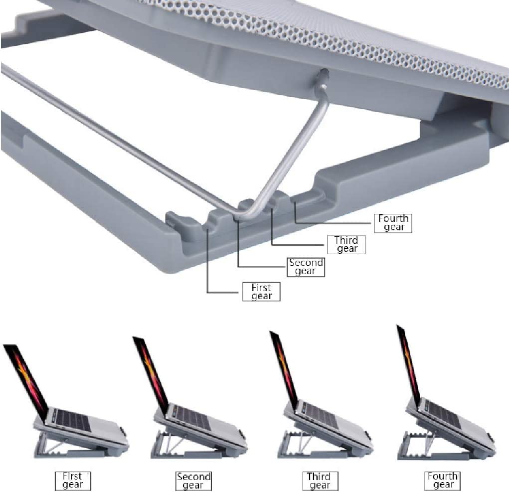 Chłodziarka do Laptopa Przenośny Podkładka Chłodząca Do Laptopa Z 2 Wentylatorami Połączenie USB 15,4 ”Regulowana Prędkość Wiatru I Wielopoziomowa Regulacja Wysokości Stojak na Wentylator do Laptopa