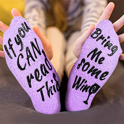 Image of Benefeet Sox Women Wine Sock Fuzzy If You Can Read This Bring Me Wine Socks Funny Gifts Mom Novelty Fluffy Cozy Saying Sock