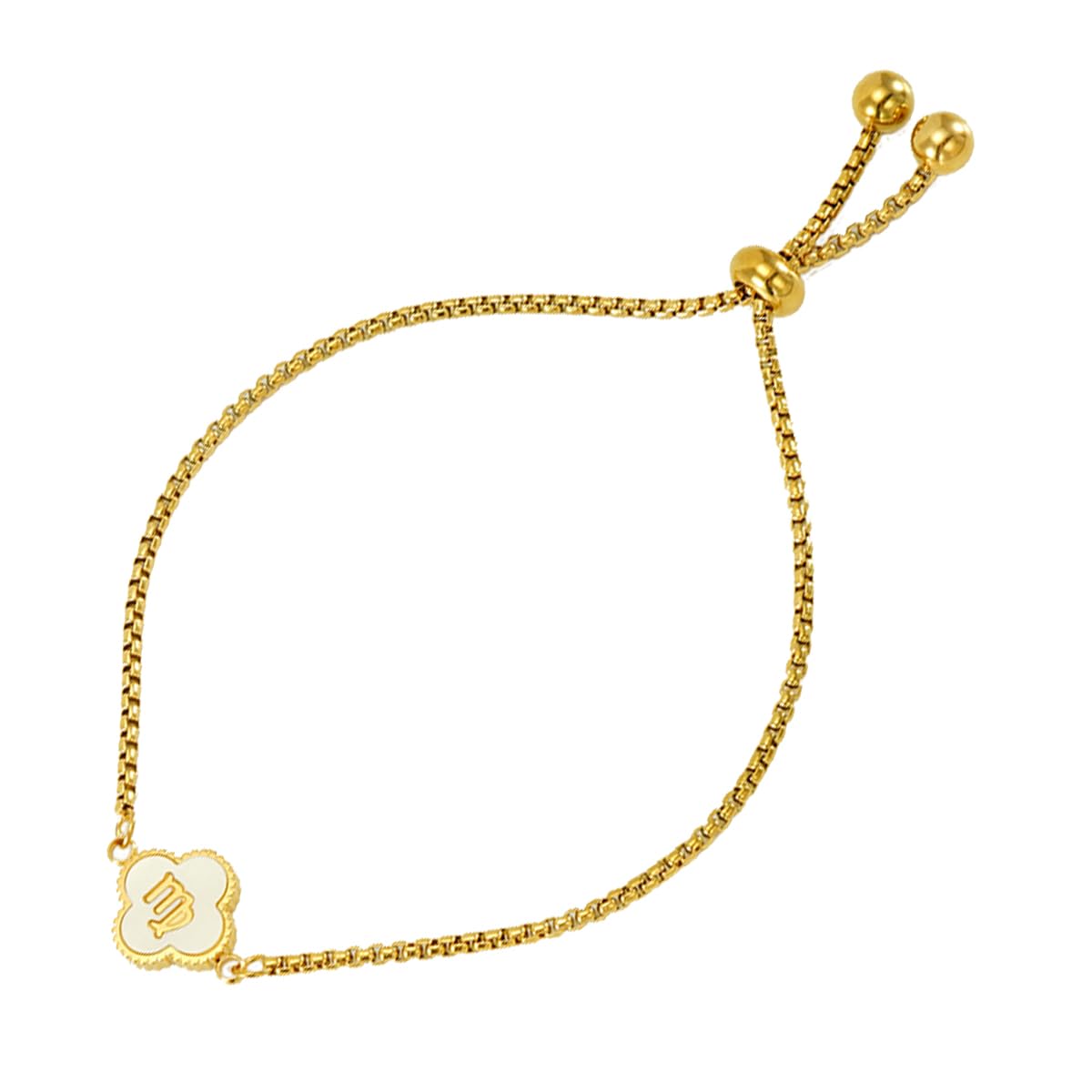 Disc UsAdjustable Initial Clover Bracelet 18k Gold Plated Four Leaf Stylish Letter Bracelet Gift for Women