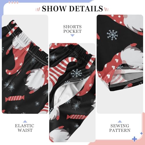 Gnome Candy Cane Snowflake Boys Long Pants Soft Trousers Elastic Waist Kids Lounge Bottoms with Pockets S-XL4