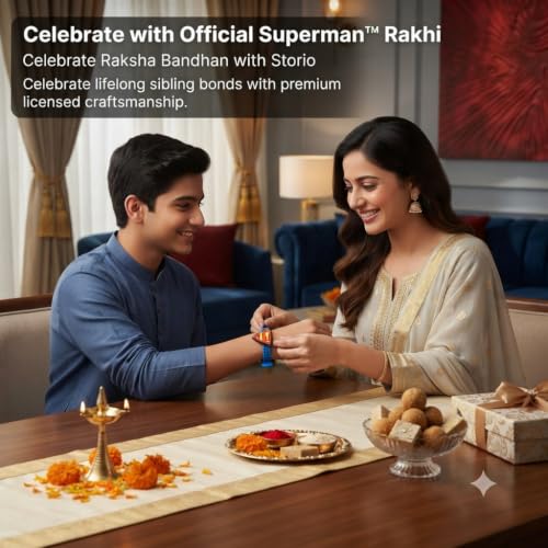 Image of Storio Superman S-Shield Silicone Band Rakhi | Officially Licensed | Rakhi for Boys, Bhaiya, Bhai | Raksha Bandhan Gift