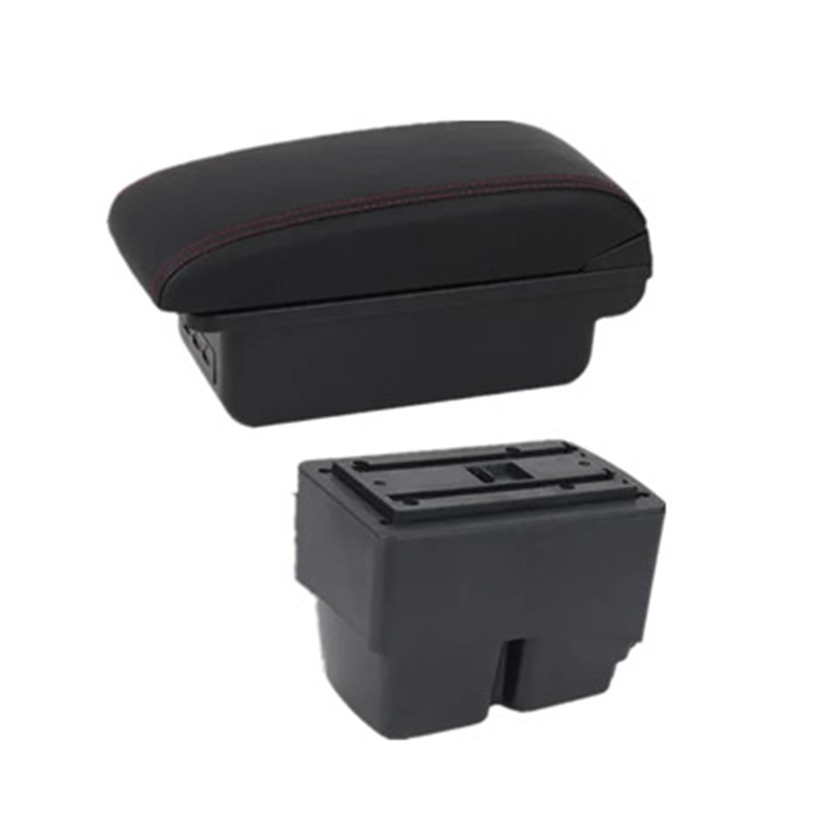 NOHEEU Car Armrest Box 2009-2017 Storage Interior Details Accessories Easy Installation For Fiesta MK7(B1 red line 3USB)