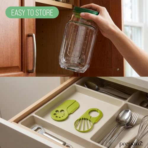 Image of Prepara Salad Set - Herbs n' Greens, Avocado Cool & Salad Pod | BPA-Free, Ideal for Meal Prep, Snacks & Salads, Multi-Function Prep Tools, Includes 2.5 oz Leakproof Dressing Capsule