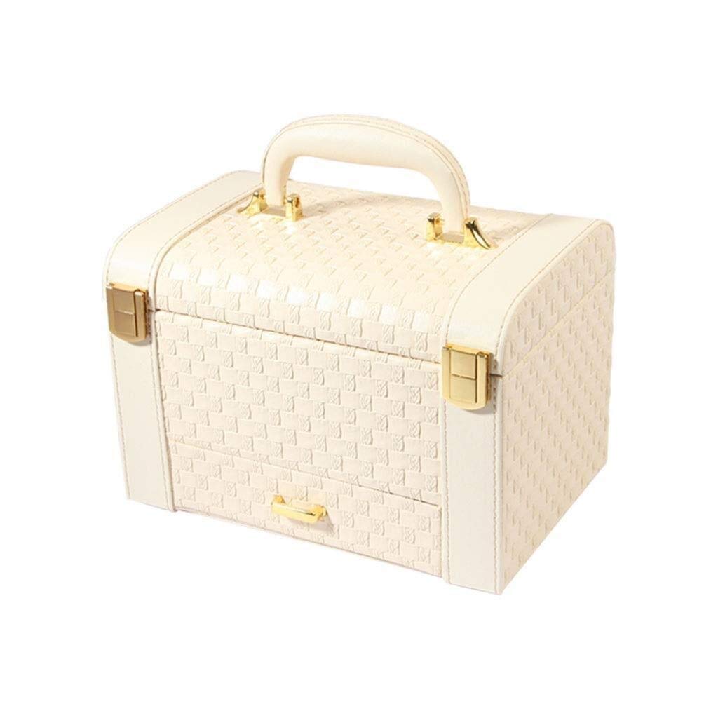 Sddpulse Women's Amber Jewellery Boxes Leather Portable Jewellery Chest 2 Layers With Drawers Jewellery Organiser For Rings Bracelets Earrings Necklaces Jewelry Box For