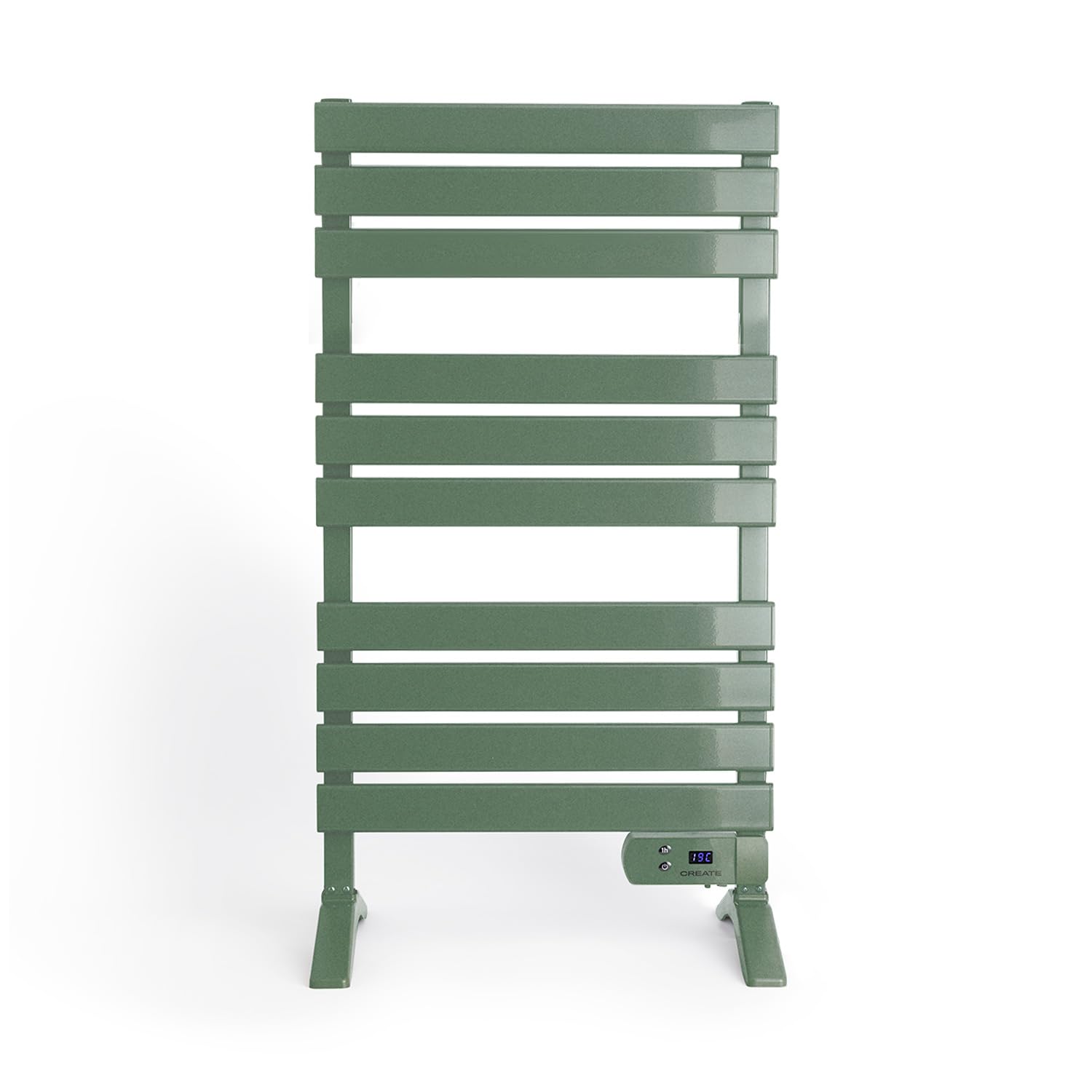 CREATE / Warm Towel 500W / Scaldasalviette Verde Salvia con Piedi / 103x5x55 cm/per Pavimento o Parete, Timer, Schermo LCD, Basso consumo, termostato