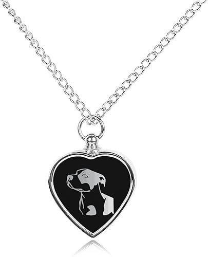 Pitbull - Collar de urna de estilo platino para cenizas, joyería personalizada de cremación de mascotas, colgante de urna de corazón para hombres y