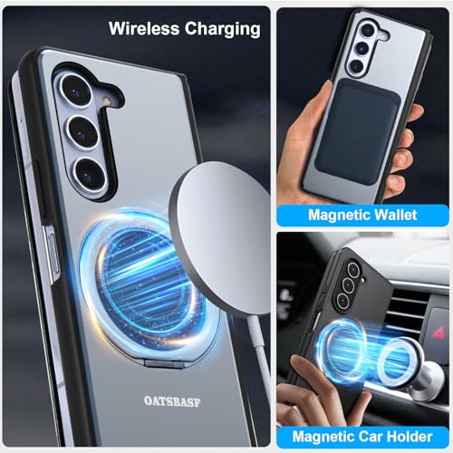 Coque Galaxy Z Fold 5 Magsafe en cuir et métal avec béquille rotative - 4