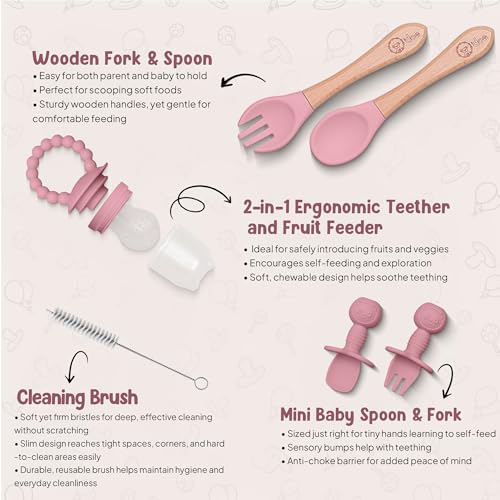 Image of O'doeBaby Weaning Set, 15 Pcs Silicone Baby Feeding Set | BPA-Free | Silicone Feeding Set for Baby with Suction Plate, Bowl, Bib, Sippy Cup, Fruit Feeder & Freezer Tray