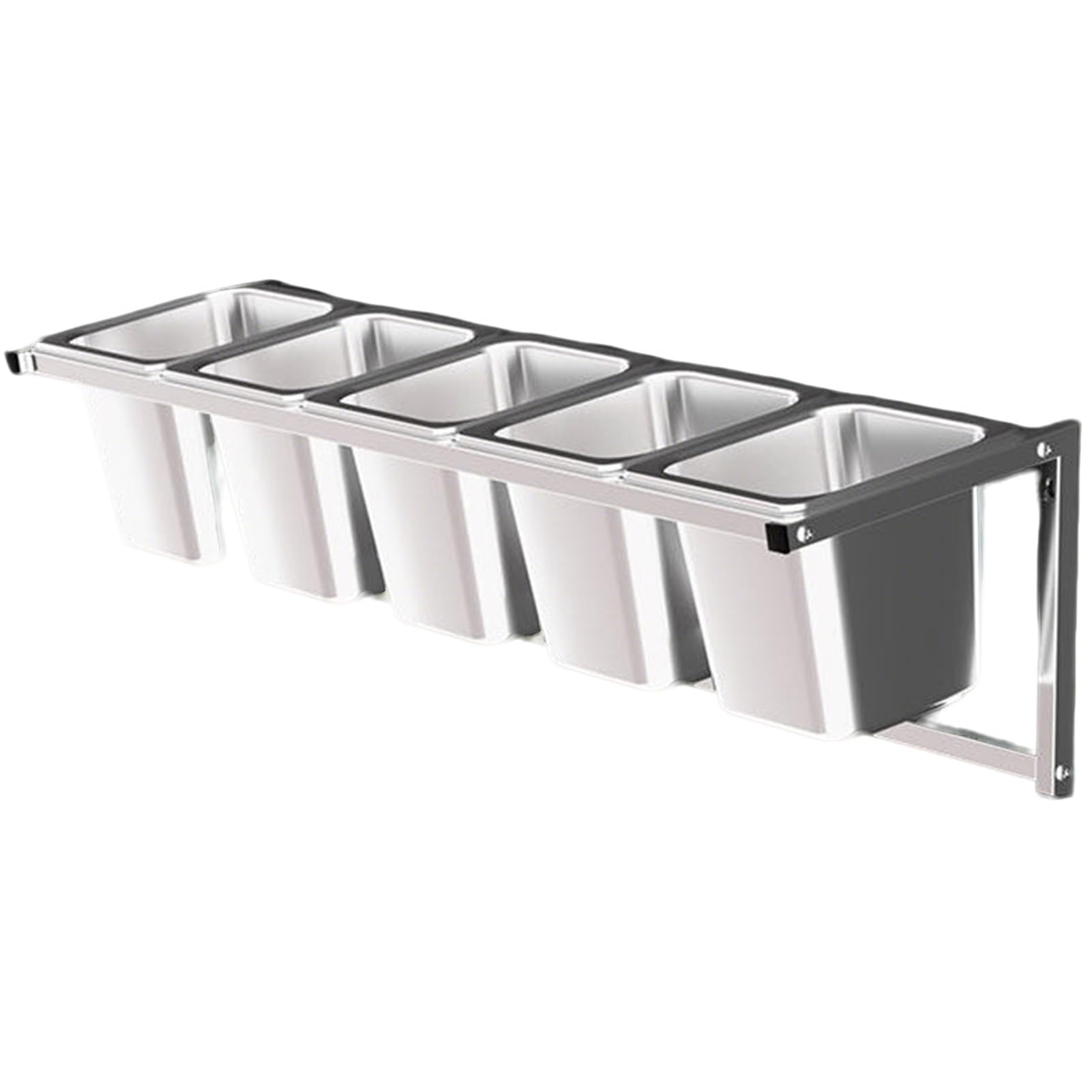 WDSOPK Stainless Steel Spice Rack Set With Pans& Lids& Spoon Wall mounted Seasoning Shelf Restaurant Countertop Holder For Seasoning Sauce Salad Jam Fruits Ingredients 4pcs C (15cm(6in) 5pcs)